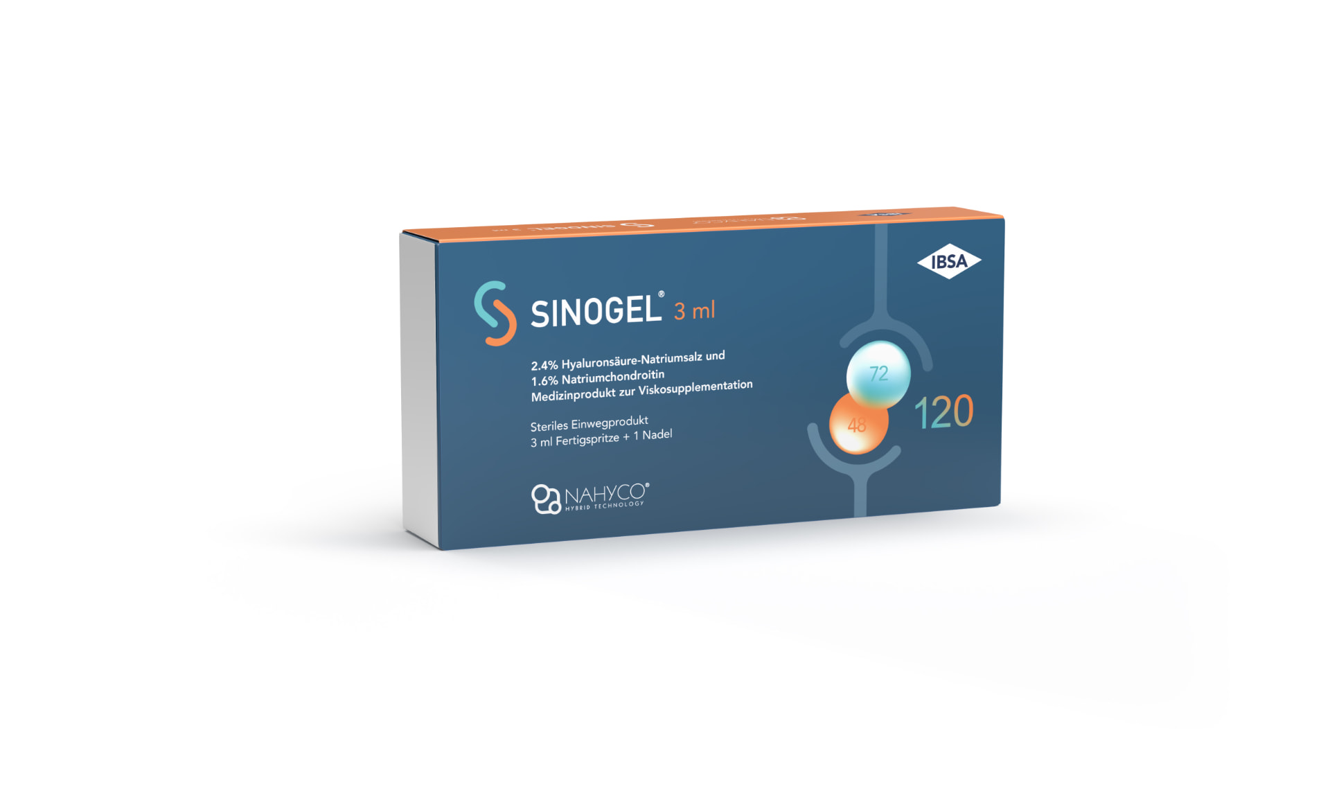 Sinogel 3 ml Packung mit Fertigspritze, 2,4 % Hyaluronsäure und 1,6 % Natriumchondroitin, IBSA