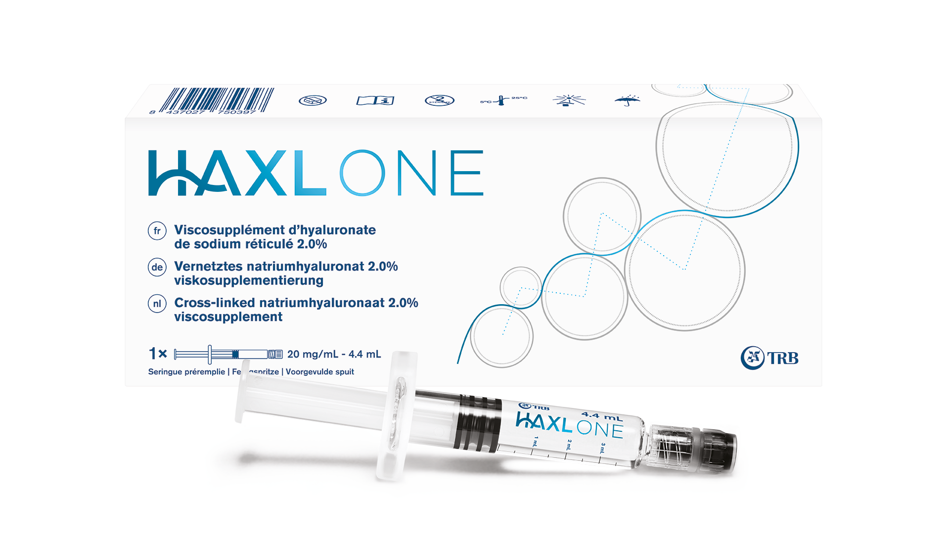 HAXL One Packung mit Fertigspritze 4,4 ml, vernetztes Natriumhyaluronat 2,0 %