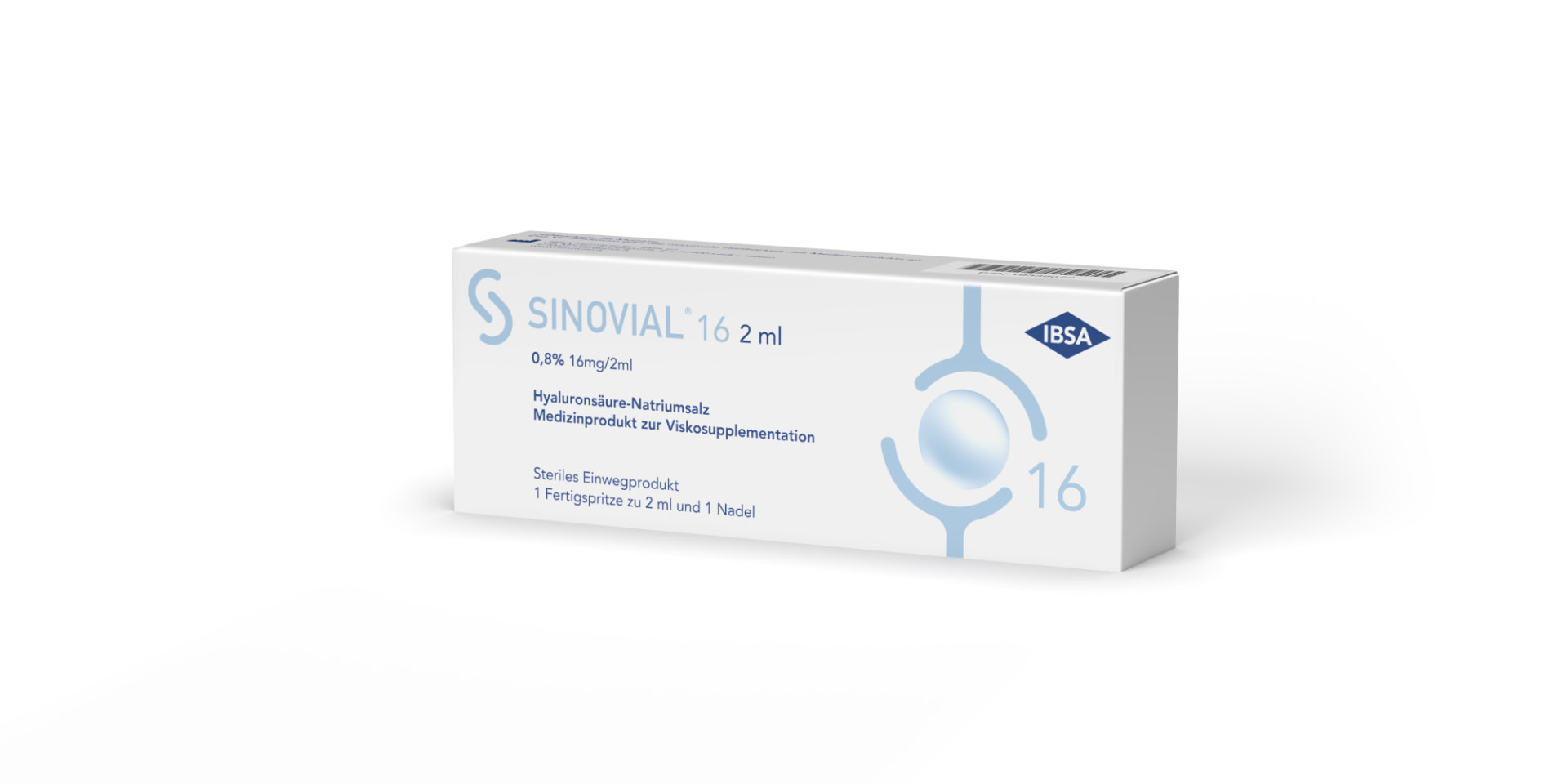 Sinovial 16 Packung mit Fertigspritze 2 ml, 0,8 % Hyaluronsäure-Natriumsalz, IBSA